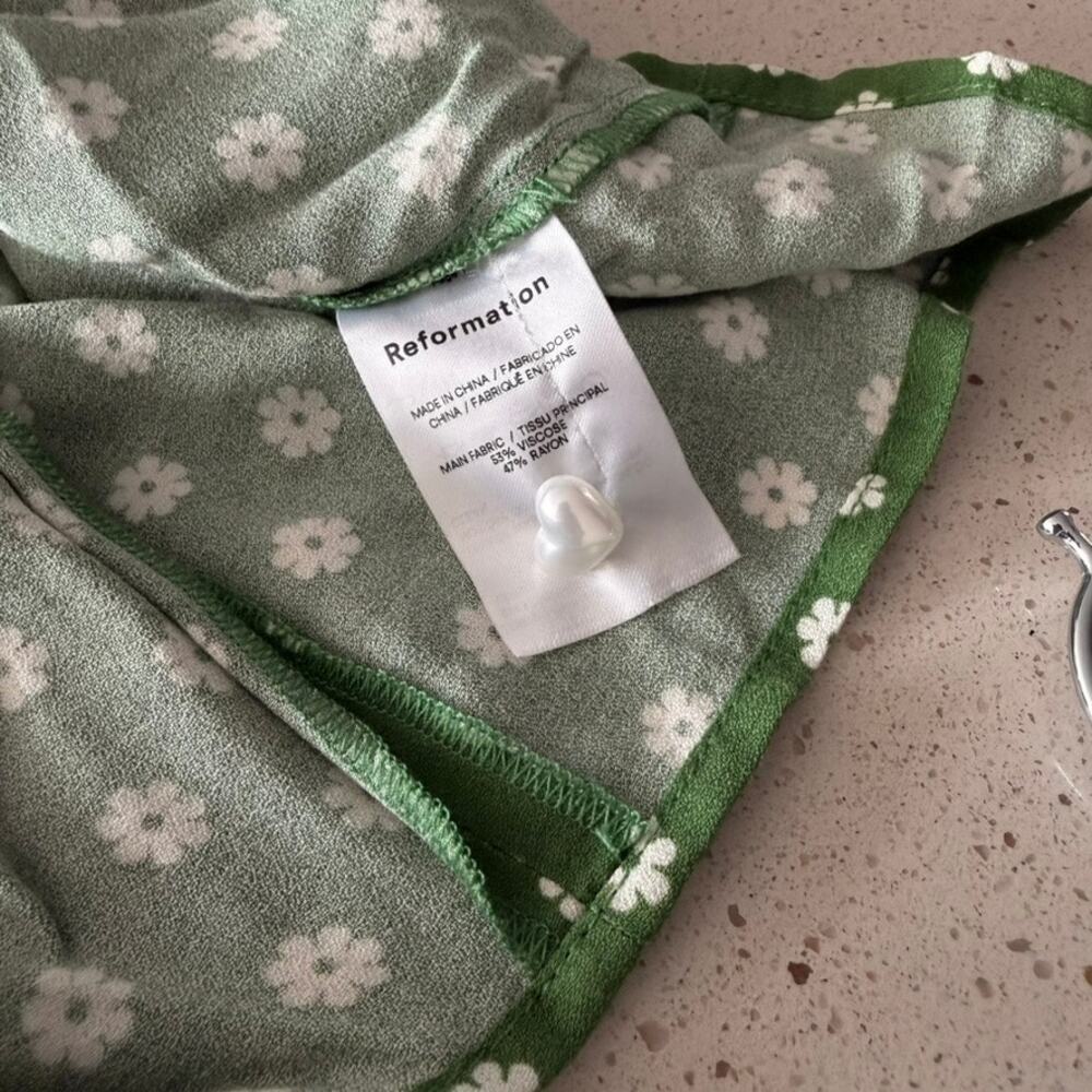 Reformation Lucian Dress Green Floral Mini Size 0 - Picture 6 of 7